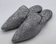 Birdies The Dove Embroidered Silver Sparkle Women's Slide On Flats Size 7.5 NEW