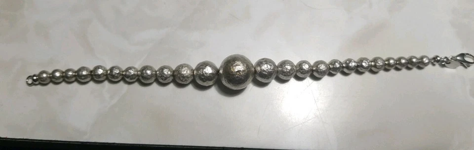 $169 Ross Simons Martillado Mate Texturizado Plata Esterlina Bola Pulsera Cuentas Foto 3 de 4