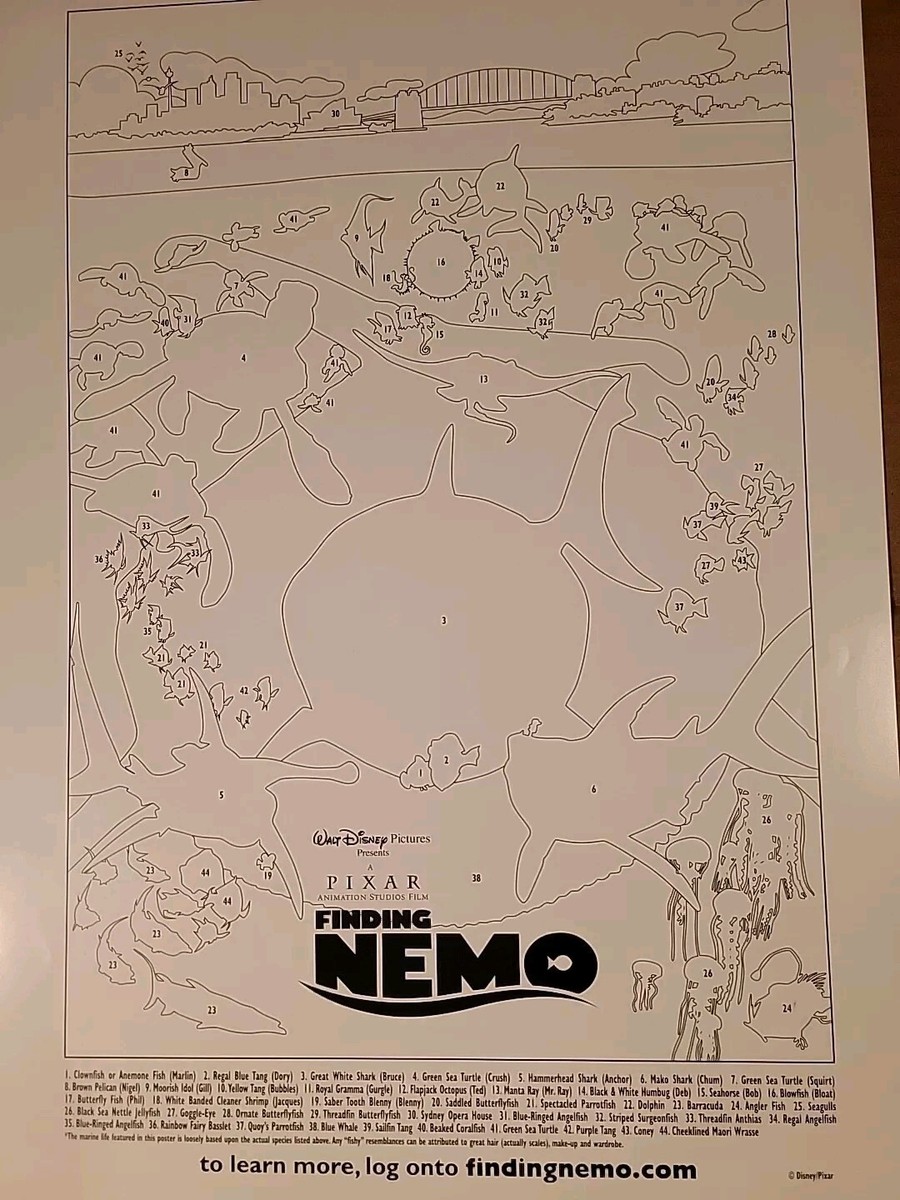 FINDING NEMO DISNEY PIXAR Promo Movie Poster 13.5 x20