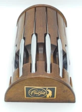 MCM Carvel Hall 6, Stainless Steak Knives in Walnut Countertop Domed Block, VTG