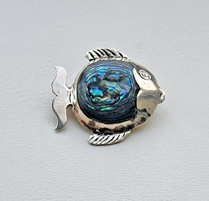 AHR FABULOSO BROCHE PRENDEDOR PEZ MADREPERLA VINTAGE Foto 2 de 4