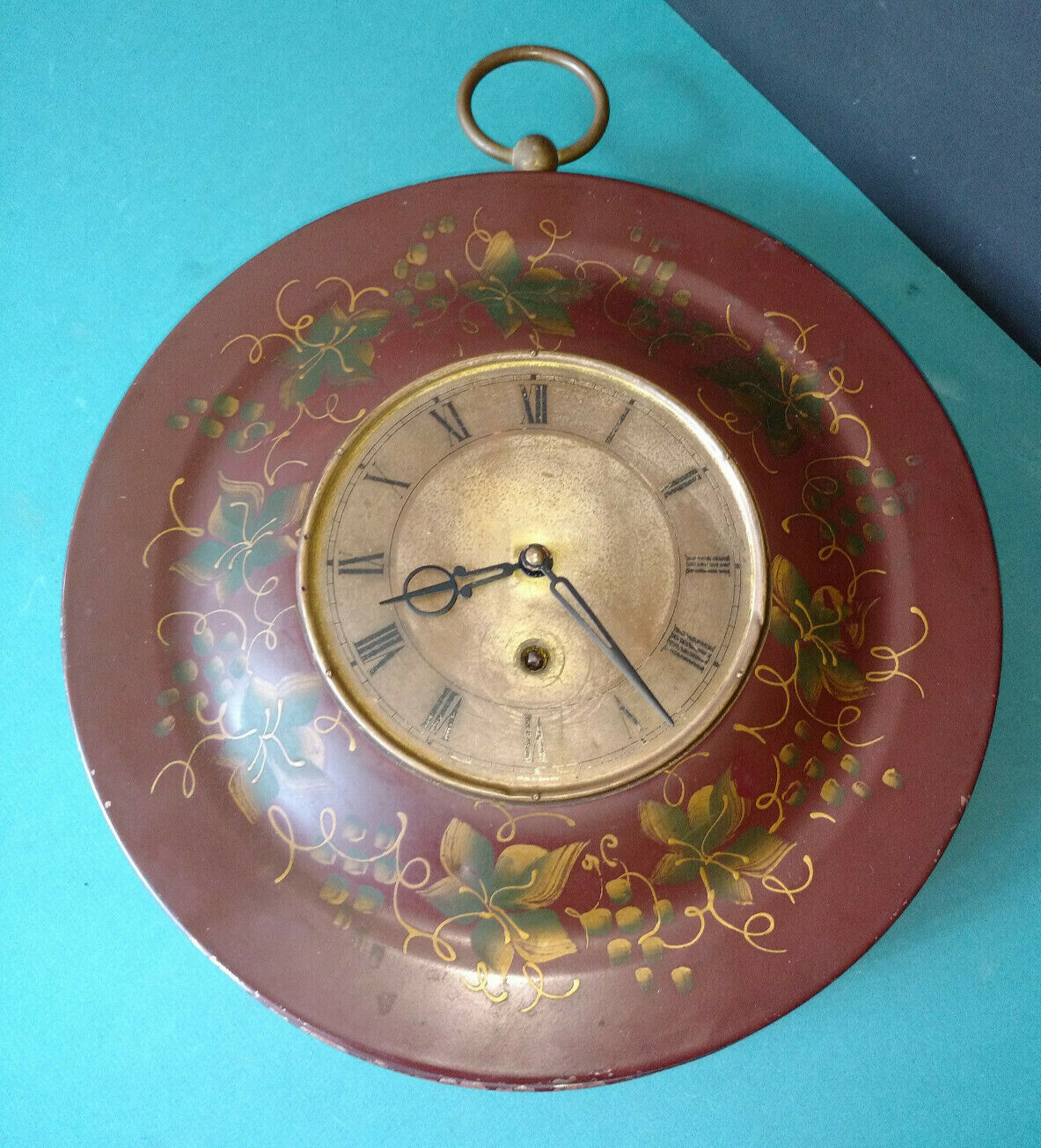 Vintage Forestville Germany Gallery Style Painted Metal Wall Clock 8