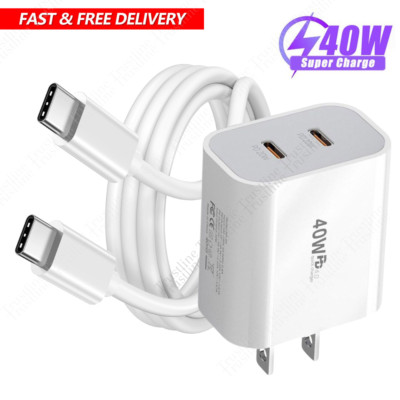 USB C To USB C For iPhone 16 15 Pro Max 40W Fast Charger Adapter PD Type C Cable