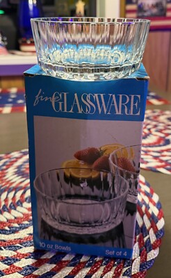 Vintage ''Pasabahce'' - Clear Glass Bowls, 10 oz, Made in Turkey, Set of 4 w/ box