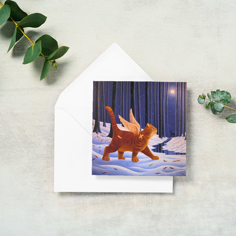 Ginger Cat Greeting Card Birthday Sympathy Christmas Card Gift for Cat Lovers