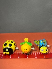 3pc Collection of Windup Plastic Toys They all Work Lady Bug, Butterfly, Bird