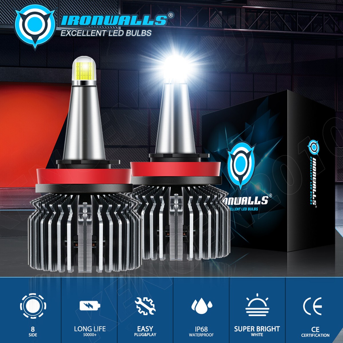 H13 9008 LED Headlights Hi-Lo Beam Bulb 200W Bright 6500K Conversion - Foto 2