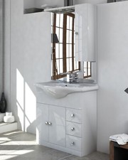 Mobile bagno a terra 87 cm Integrale 2 ante, 3 cassetti e specchio con pensile