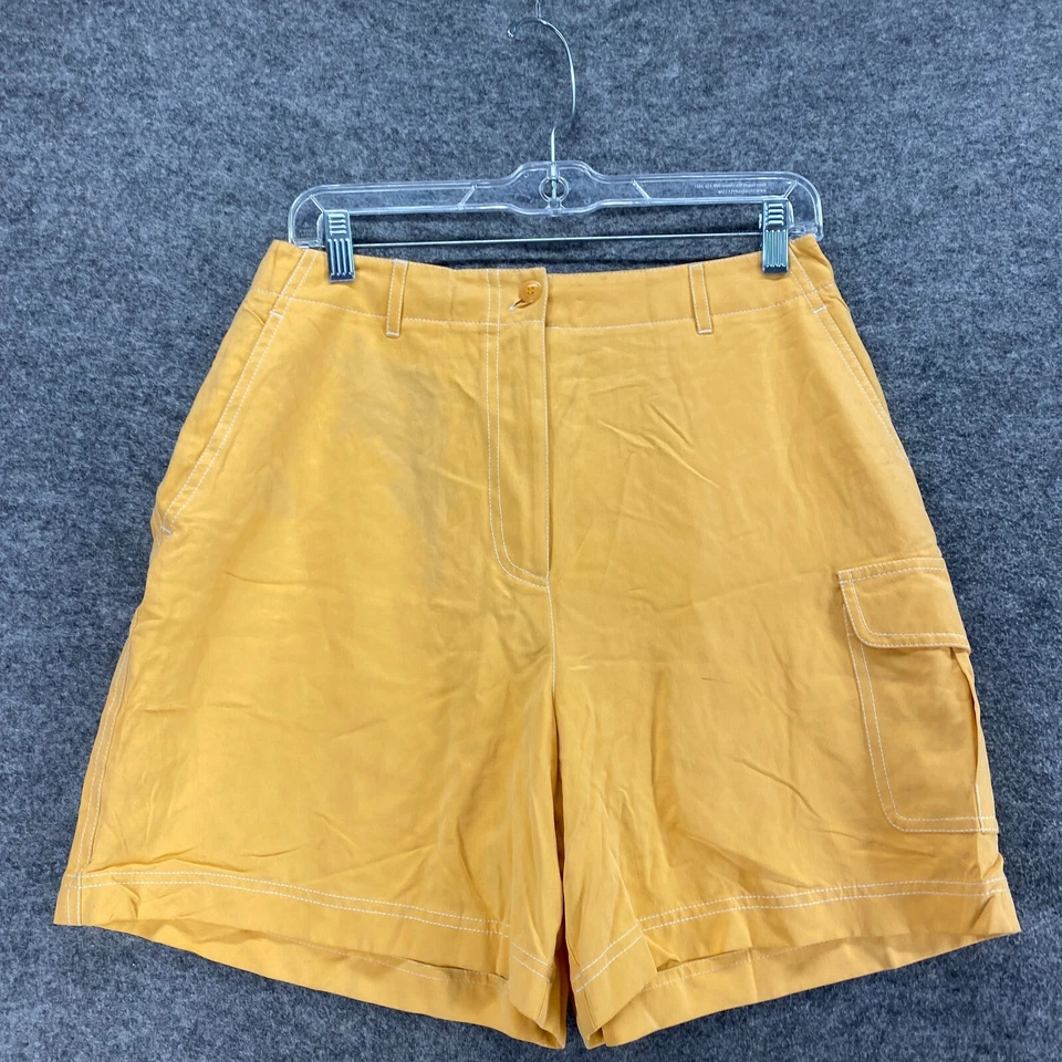 Nuevos Pantalones Cortos Ann Taylor Carga Mujer 10 Naranja Seda Tiro Alto Bolsillos Frontales Planos Foto 3 de 4