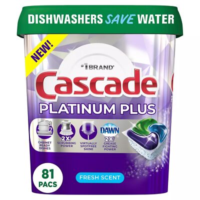 Cascade Platinum Plus ActionPacs Dishwasher Detergent Pods, Fresh Scent (81 Ct)