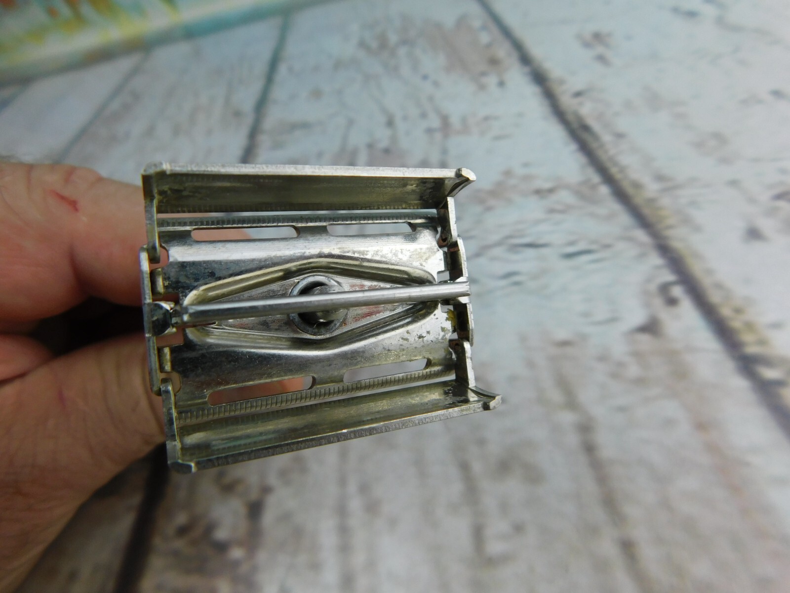 Vtg Gillette Black Handle Double Edge Safety Shaving Razor 