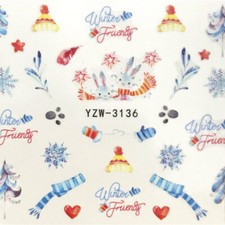 Multicolor Scarf Gloves PVC Nail Art Decoration Stickers #867-3136