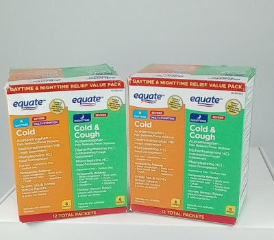 2X Equate 6 Daytime Cold & 6 Nighttime Cold & Cough Multi-Symptom Severe