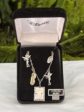Disney 925 Sterling Silver Tinker Bell Locket  4 Charms Necklace RARE NIB