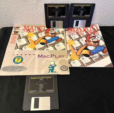 Mario Teaches Typing Interplay (Mac, 1994) Collectable w/Shell & Disks 1,2 &3