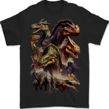 Dinosaur Collage T-Rex Raptor Dragons Mens T-Shirt 100 Cotton