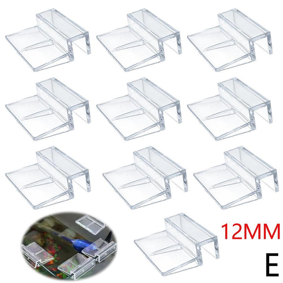10PCS SET Aquarium Fish Tank Clear Clips Glass Cover Support Holder 5