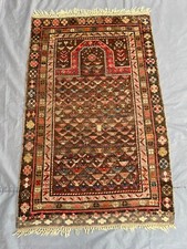 Afghan Prayer Rug 3 x 4'8 Distressed Hand Knotted Tribal Wool Vintage Rug