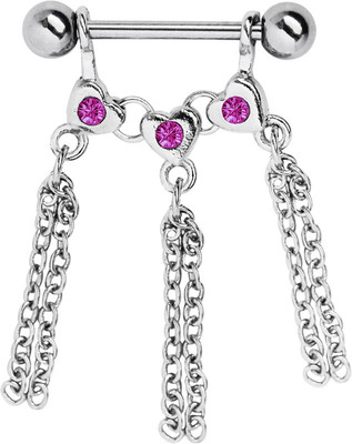 Modern Nature Piercingschmuck Petto Piercing Titan Anello 1,6 X 10 Mm Con Catena E 5 Mm Pietra-Sfere In Rosa - Foto 3