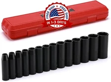 Dados De Impacto Juego De Llaves De Vaso De Impacto Profundo De 1/2" 14 Piezas..