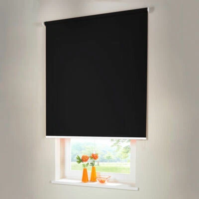 Verdunkelungsrollo Mittelzugrollo Springrollo Rollo - Höhe 180 cm schwarz - Bild 1 von 3