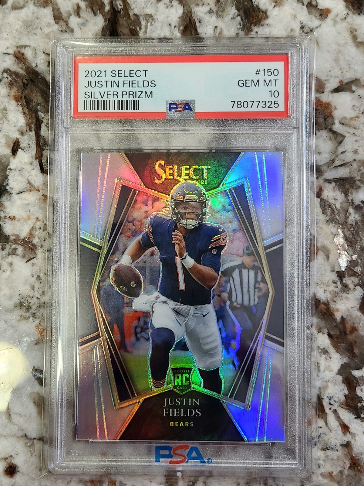 2021 Justin Fields RC #150 Select Premier Level Silver Prizm Psa 10 Gem Mint