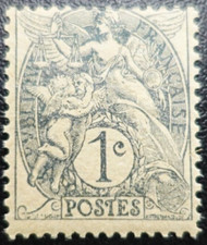BLANC N°107e type IB ARDOISE CLAIR  avec PAPIER GC NEUF ** LUXE MNH