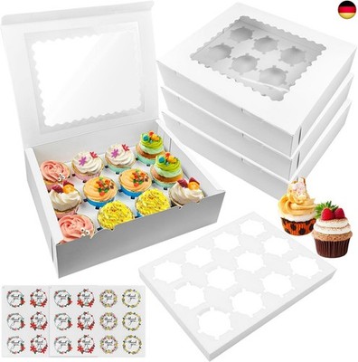 10 Stücke cupcake Box, 12 Löcher Cupcake Transportbox, Weißer Kuchenbox Pappe, M