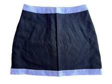 NEW REFORMATION Mini Skirt High Waist 100% Linen Black w White Trim Sz 4 Luxury