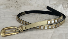 Gold Belt Rhinestone Glitter Bling Sparkly Studded Beaded FAUX LEATHER USA MADE