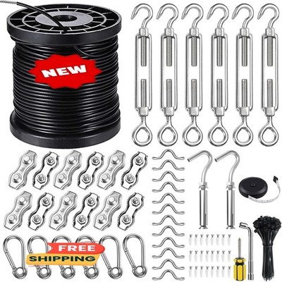 Kits para colgar guirnaldas de luces, cable de acero inoxidable 304 revestido de