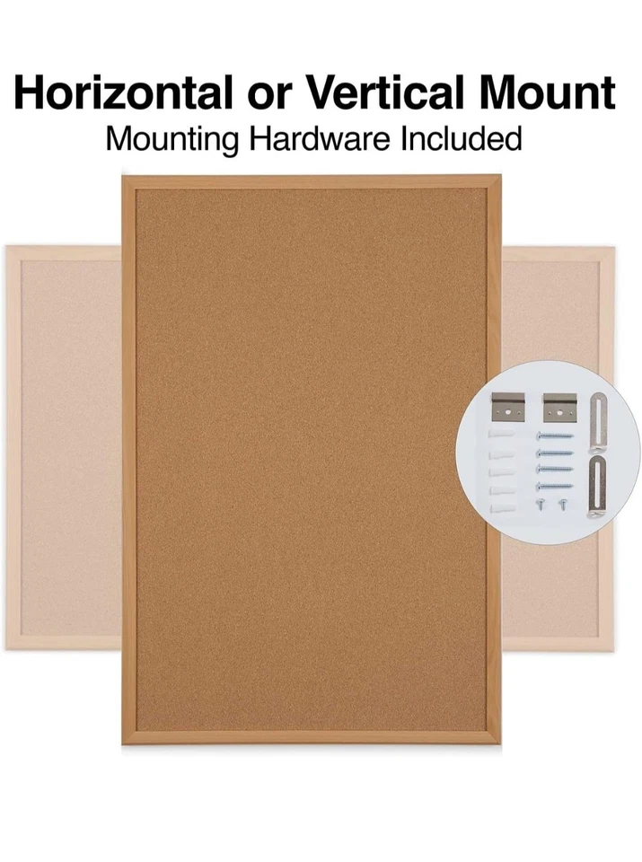 Staples Cork Bulletin Board, 3 x 2 Feet, Oak Frame, Vertical or Horizontal Mount - Image 3 of 4