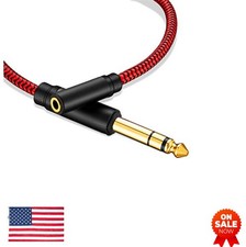 6.35mm to 3.5mm Stereo Audio Adapter Cable 30 Ft TRS 1/4 Male to 1/8 Female
