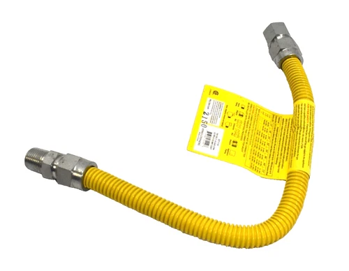 Jones Stephens G71119 18" Stainless Steel Gas Connector Yellow Hose 5/8 x 18 - Picture 1 of 5