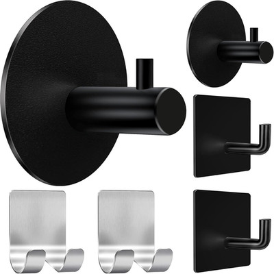 6 Pcs Adhesive Hooks Command Hooks for Hanging Towel Hooks Command Strips Heavy