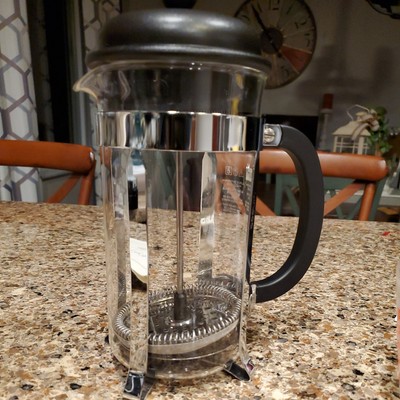 BODUM French Press 4-cup Coffee maker Glass & Stainless Steel EUC Pre Owned