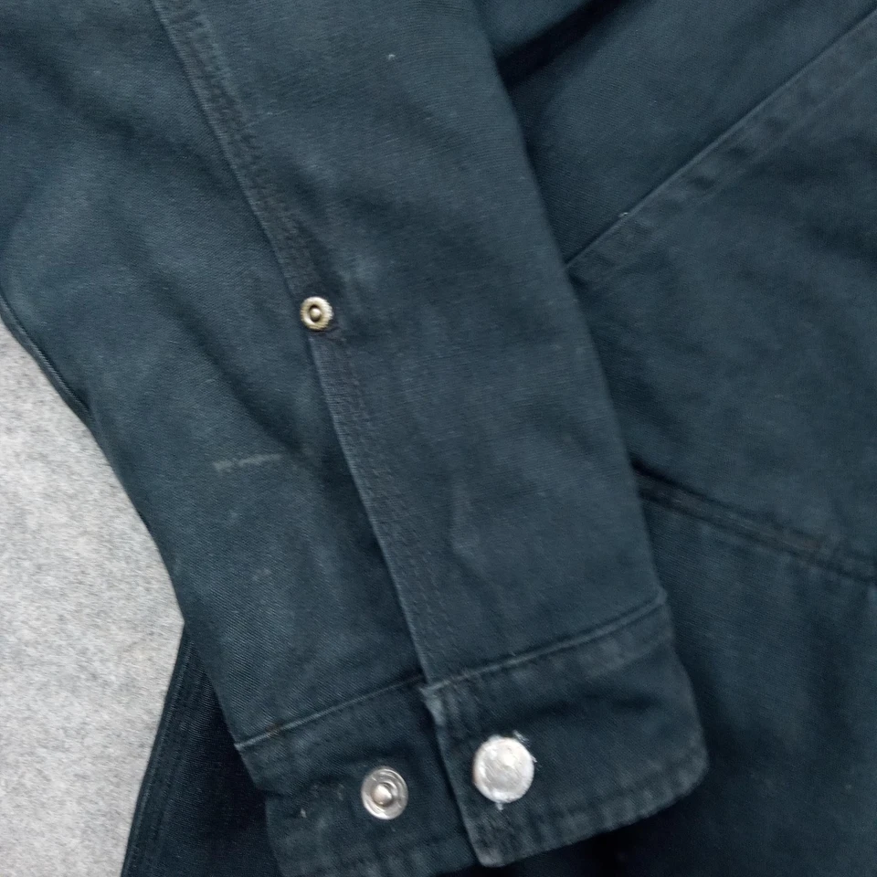 Chaqueta Columbia Para Hombre Pequeña Negra Con Capucha Lona Aislada Forrada de Vellón Cremallera Completa Foto 3 de 4