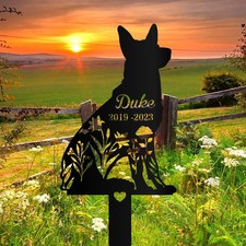 Personalized German Shepherd Stake Metal Sign, Pet Grave Markers, Garden Decor