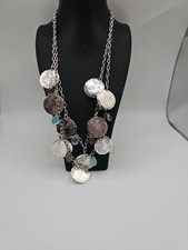 ❤️Stella & Dot Labradorite Chalcedony Replica Ancient Coins Cha Cha Necklace