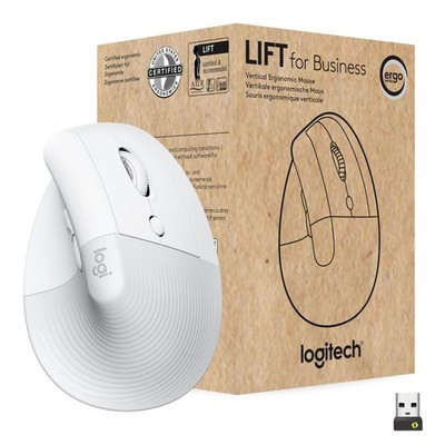 Logitech Lift for Business, Vertical Ergonomic Mouse Off White