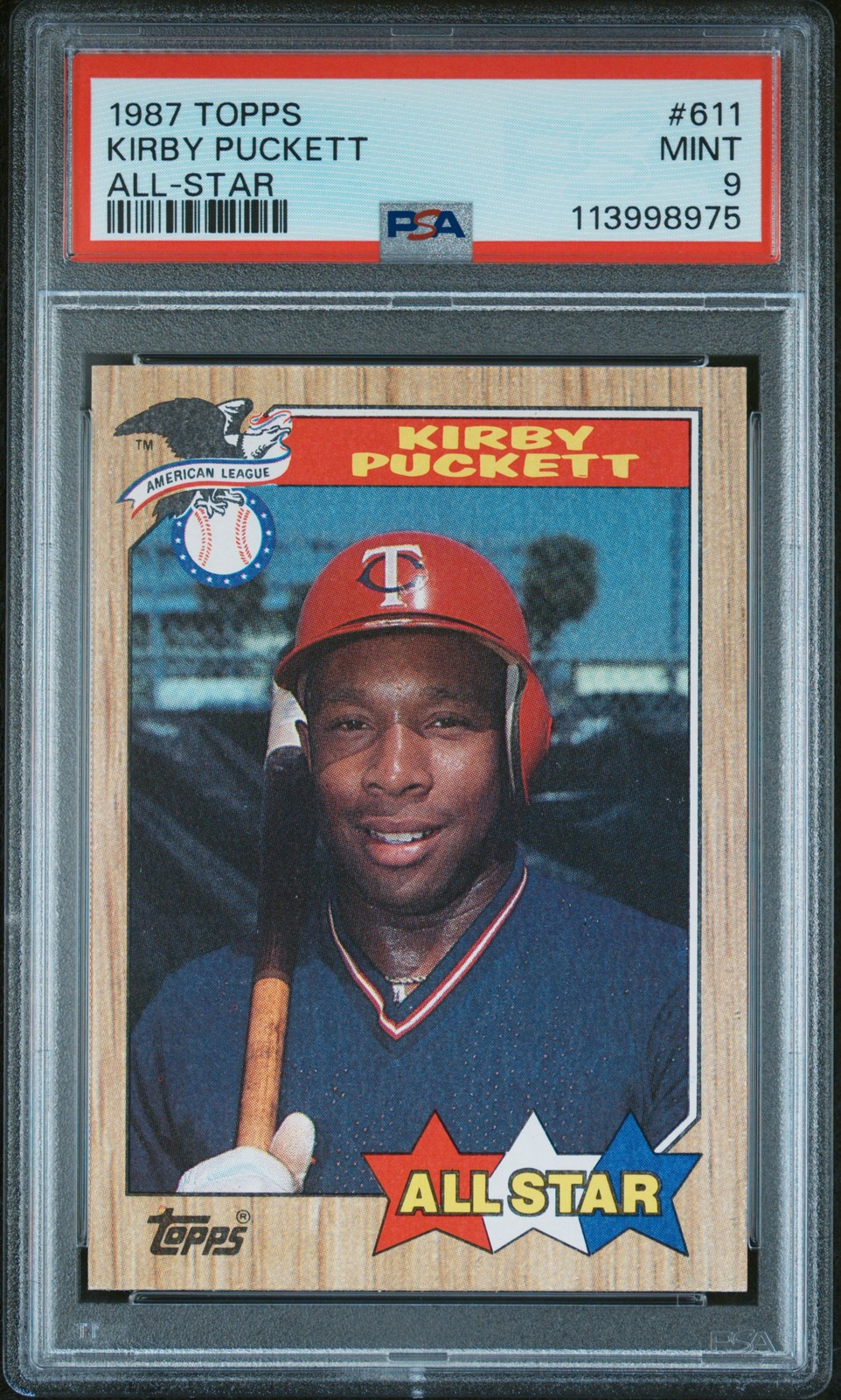 1987 TOPPS ALL-STAR #611 KIRBY PUCKETT PSA 9