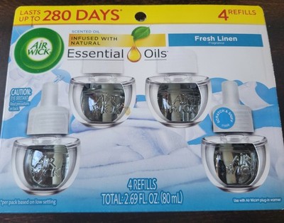 Air Wick Scented Oil 4 Refills  Fresh Linen  Fragrance 2.69 Fl.oz *Brand New*