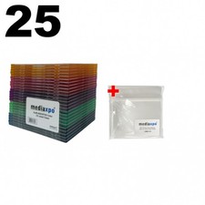 25 SLIM ASSORTED Color CD Jewel Cases  100 OPP Bags