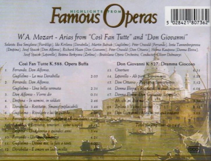 Konvolut 4 CDs Klassische Musik "Famous Operas" (Mascagni Mozart Puccini Verdi) - Bild 3 von 4