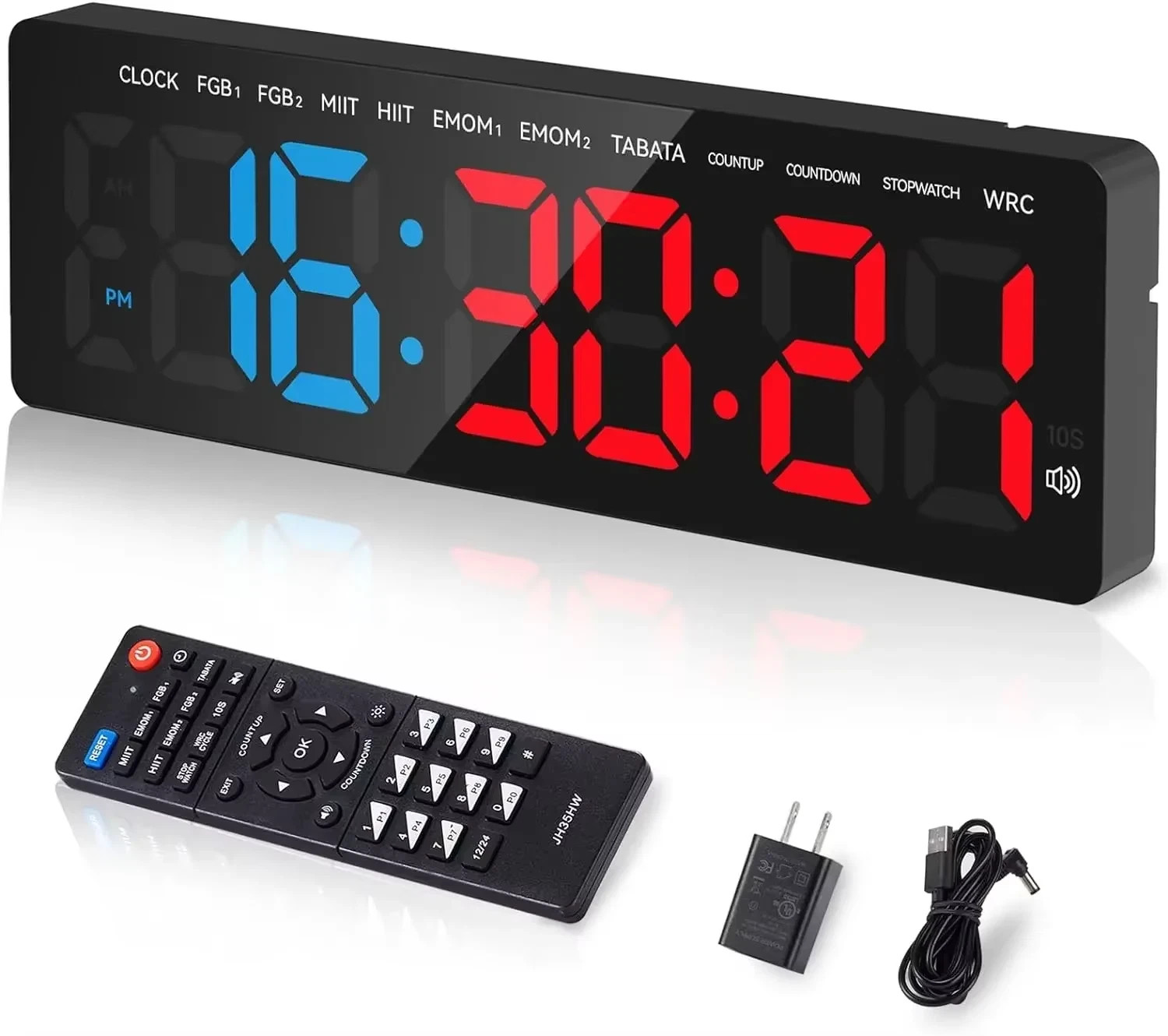 Gym Timer 3.5"" Large LED Display Wall Clock Gym Interval Workout Count Down/Up S