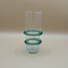 Vintage Early Blenko 3749-G Double Ringed Highball Glass in Sea Green & Crystal