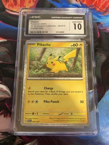 CGC 10 💎 Pikachu 002/015  Pokémon - McDonald's 2025 M24 GEM MINT LOW POP