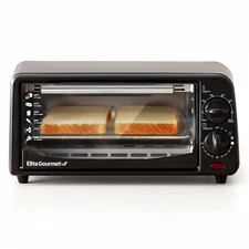ETO236 Personal Compact 2 Slice Countertop Toaster Oven with 15 Minute Timer ...