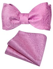 Men's Paisley Self Tie Bow Tie Handkerchief Set Jacquard Woven Bowtie