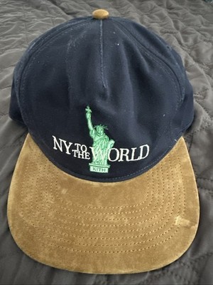 Kith NY To The World Hat Cap Liberty FW22 Nocturnal Blue Brown Suede Snapback